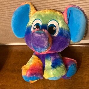 Rainbow Stuffed Elephant Toy with Large Ears